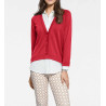 Designer-2-in-1-Blusenshirt rot-weiß
