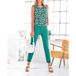 Designer-Jeans m. Spitzensaum smaragd