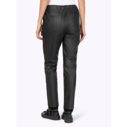 Stretch trousers with leather imitation braid details black
