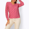 Blouse w.carded sleeves camel-pink-printed