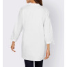 Designer stand-up collar blouse with cut-outs white