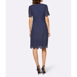 Designer-Kleid m.Madeira-Spitze nachtblau