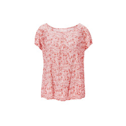 Print blouse in A-line coral-ecru