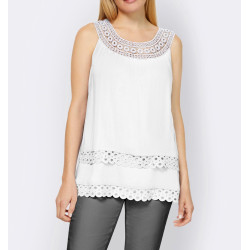 Long blouse top with lace white