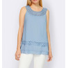 Layer blouse top with lace blue