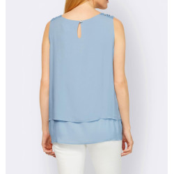Layer blouse top with lace blue