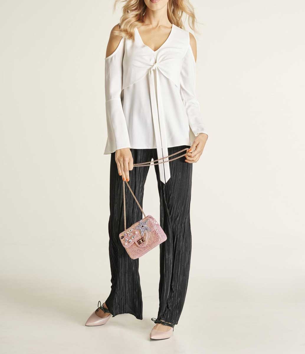 Designer-Bluse m. Cut-Outs offwhite