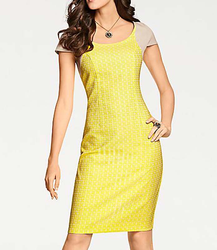 Jacquard dress yellow