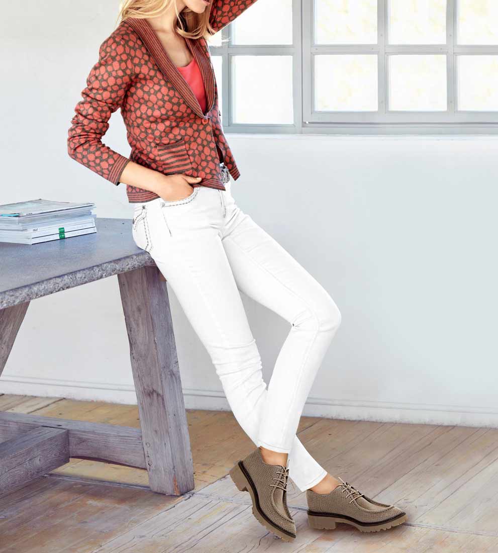 Jacquardstrickjacke koralle-braun