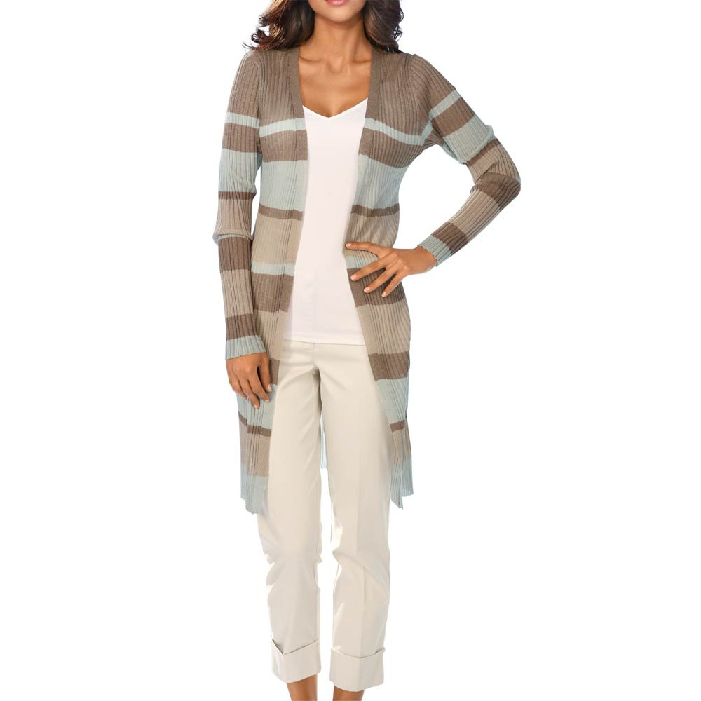 Designer-Longstrickjacke sand-mint