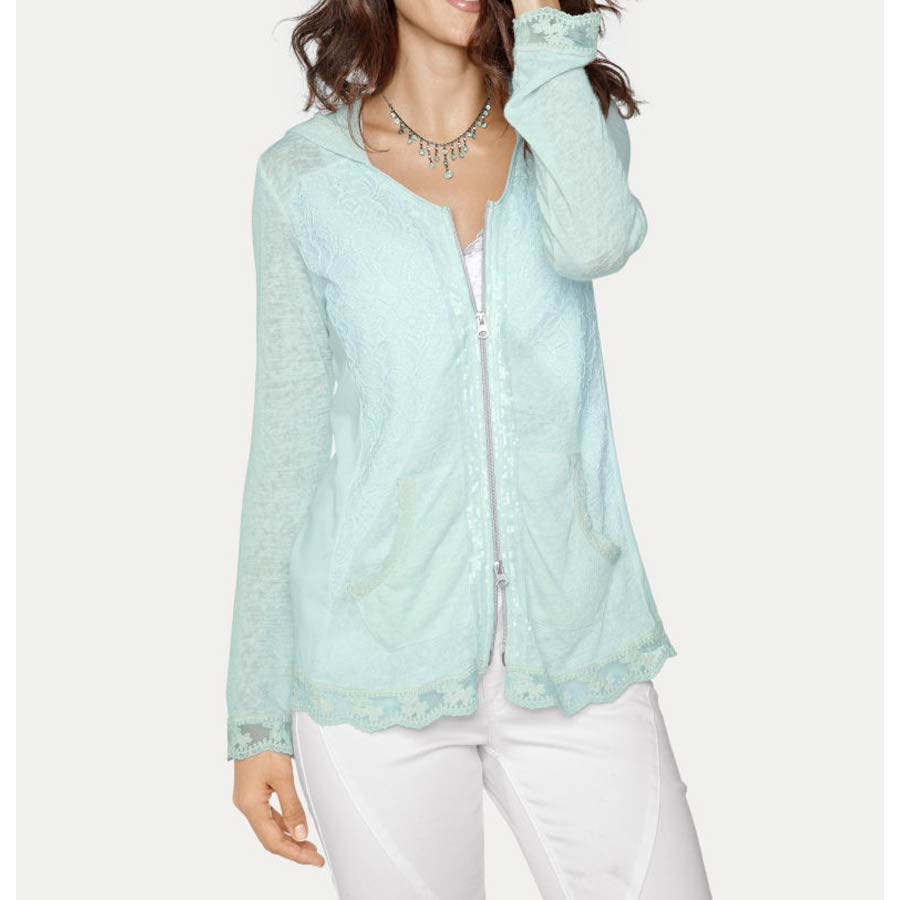 Designer-Kapuzen-Shirtjacke mint