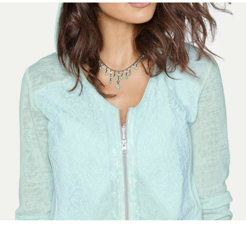Designer-Kapuzen-Shirtjacke mint