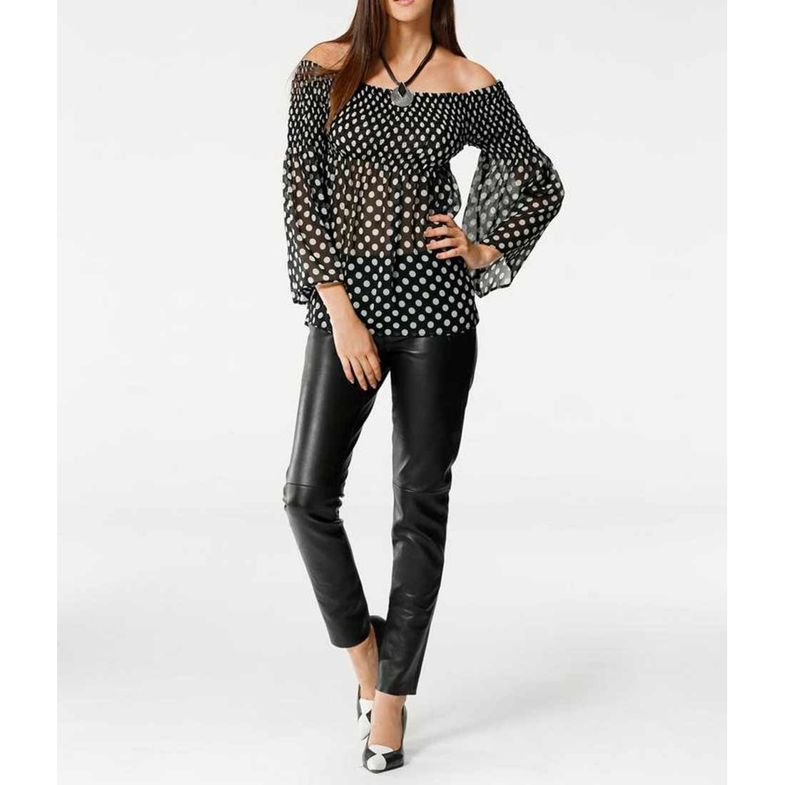 Carmen blouse black-ecru