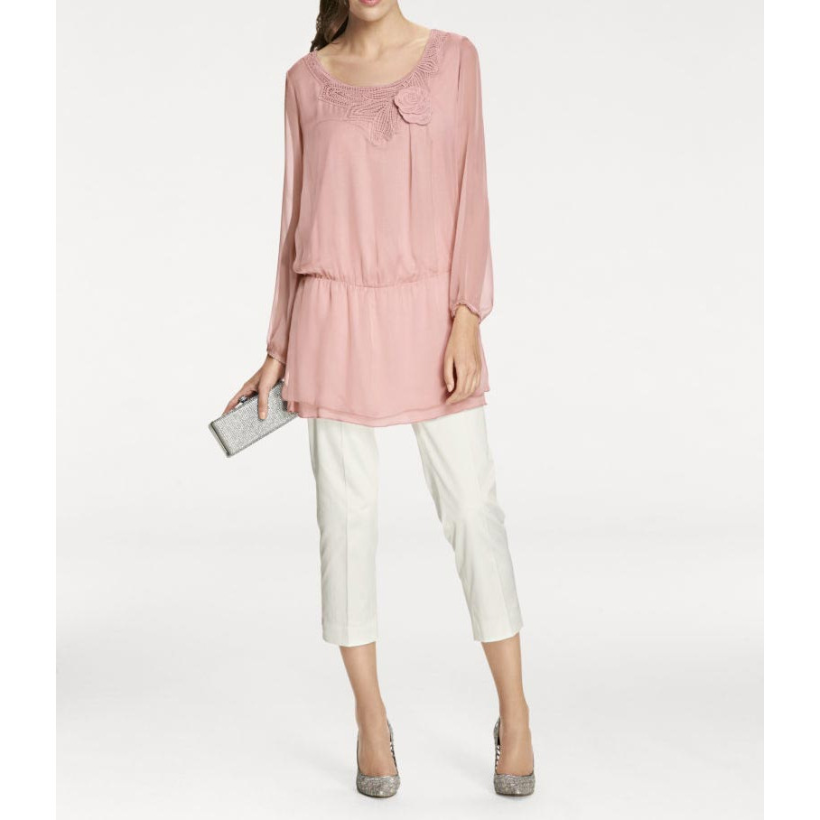 Designer-Stickereitunika rosé