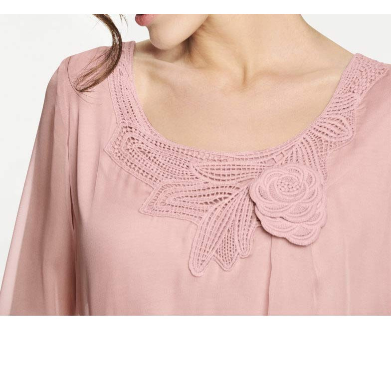 Designer-Stickereitunika rosé
