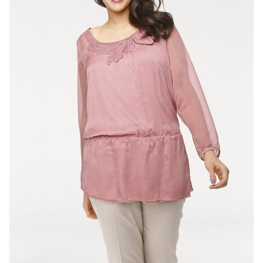 Designer-Stickereitunika rosé