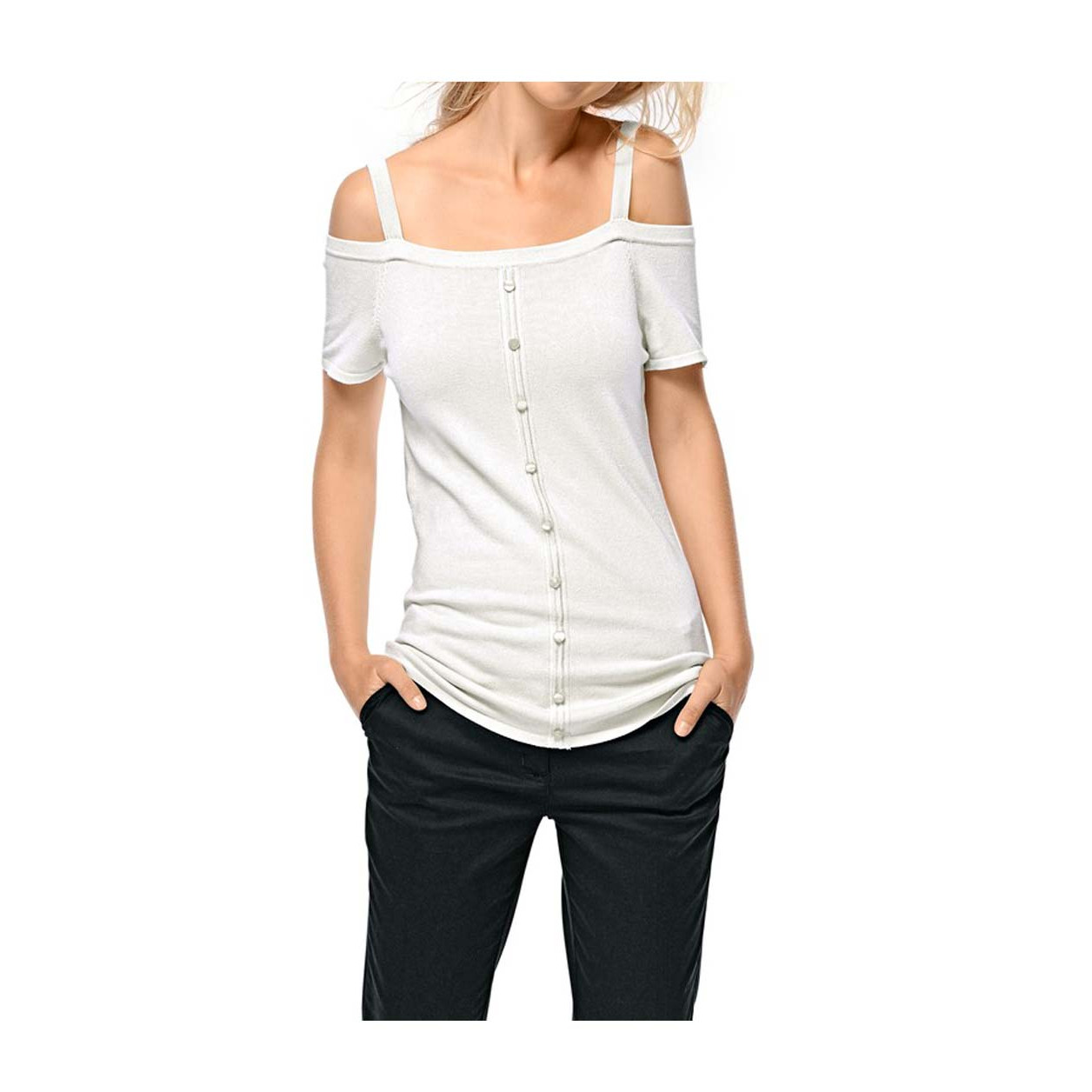 Carrépullover weiß