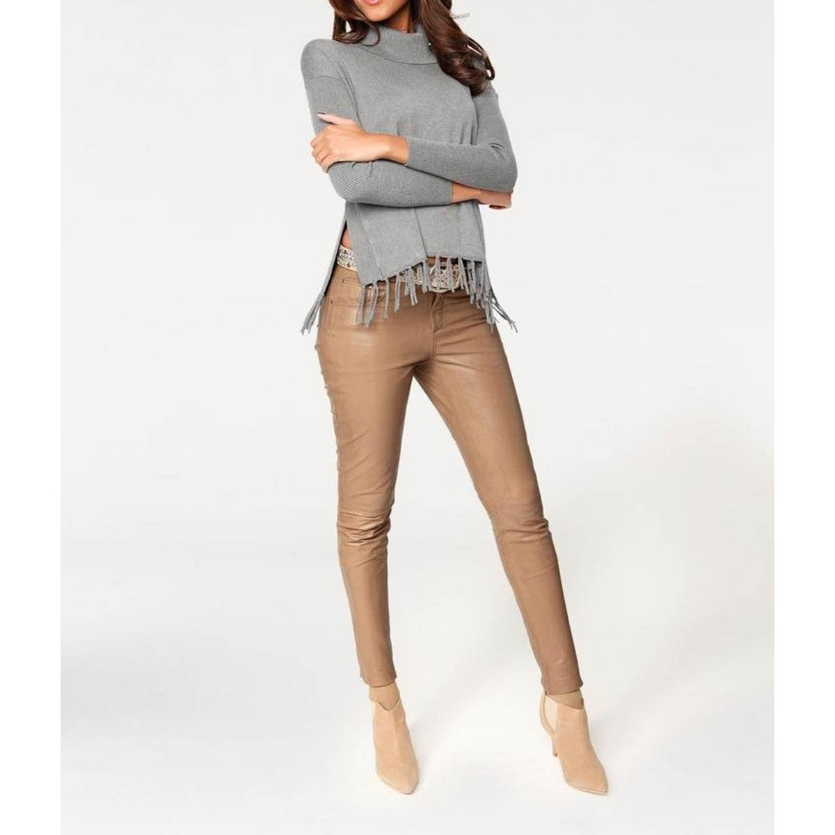 Designer-Rollkragenpullover grau-melange