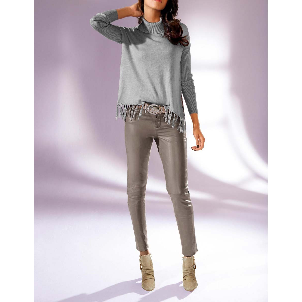 Designer-Rollkragenpullover grau-melange