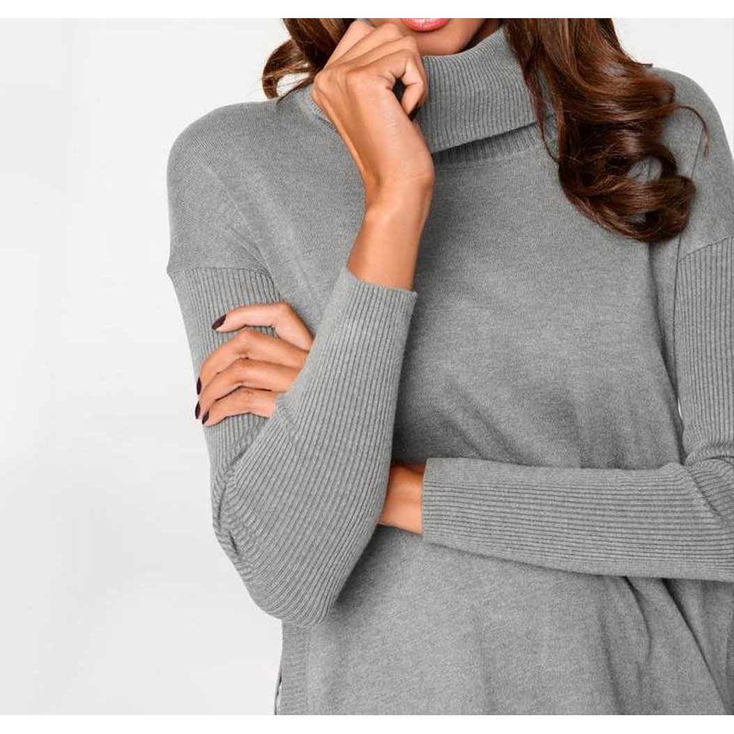 Designer-Rollkragenpullover grau-melange
