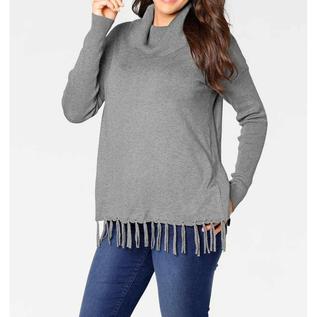 Designer-Rollkragenpullover grau-melange