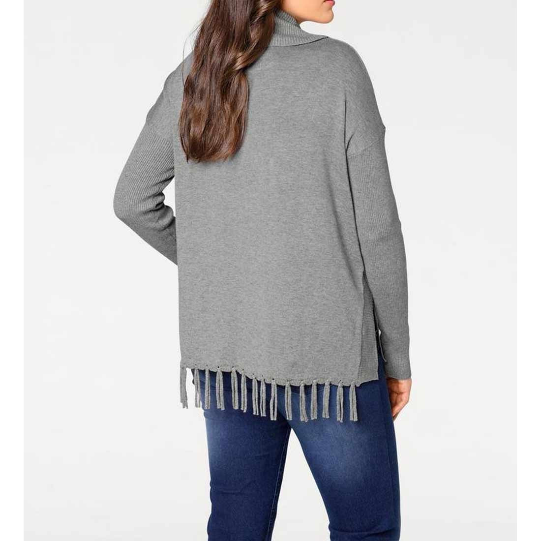 Designer-Rollkragenpullover grau-melange