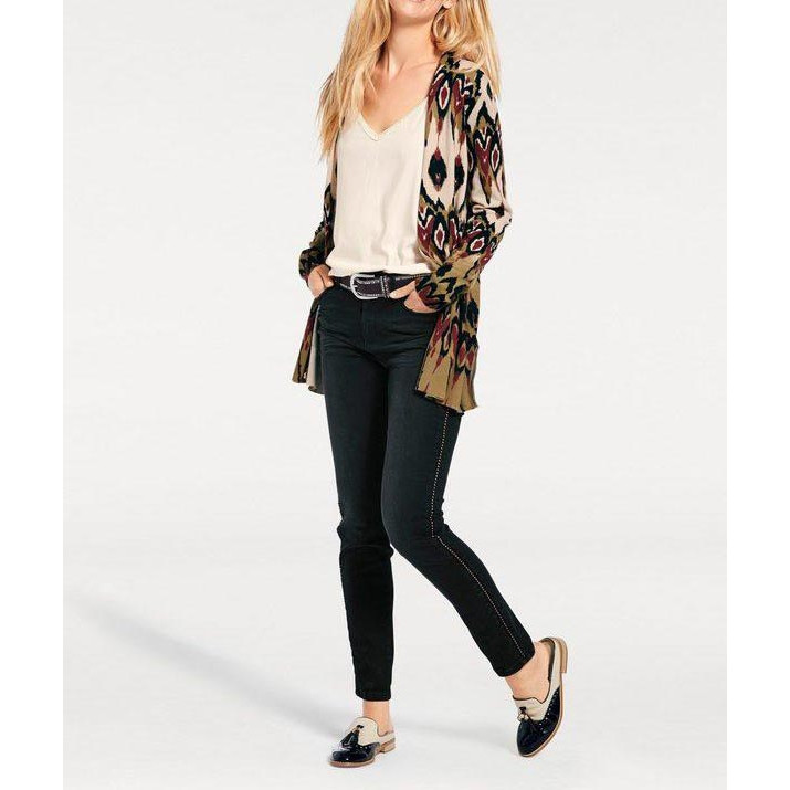 Print cardigan black-tabacco