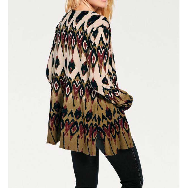 Print cardigan black-tabacco