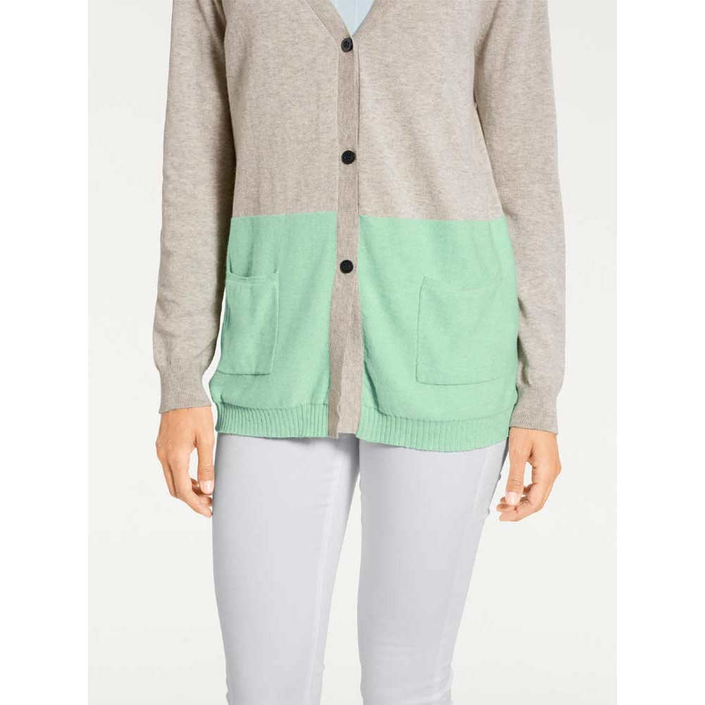 Cashmere cardigan grey-mint
