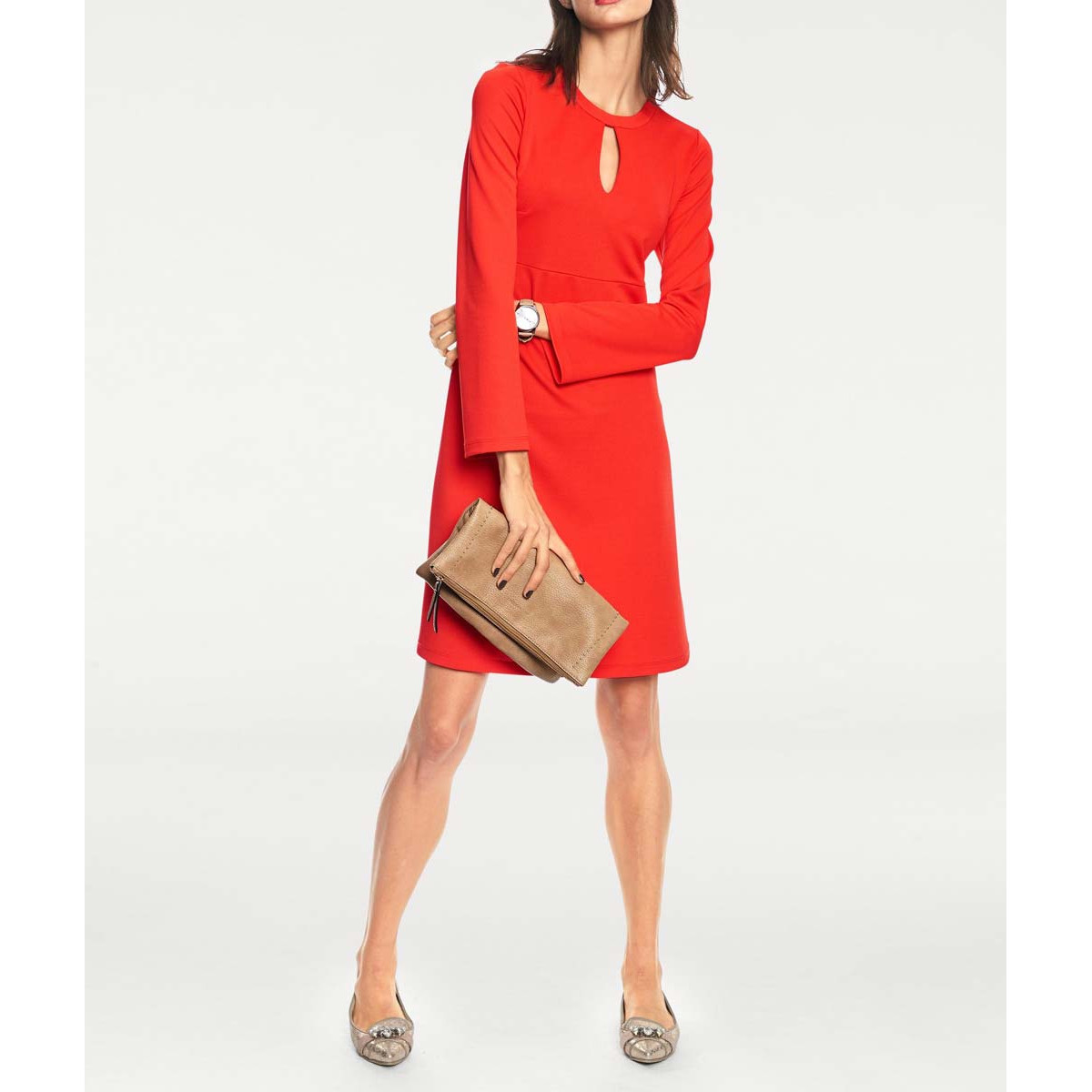 Designer-Jerseykleid m. Cut-Out rot