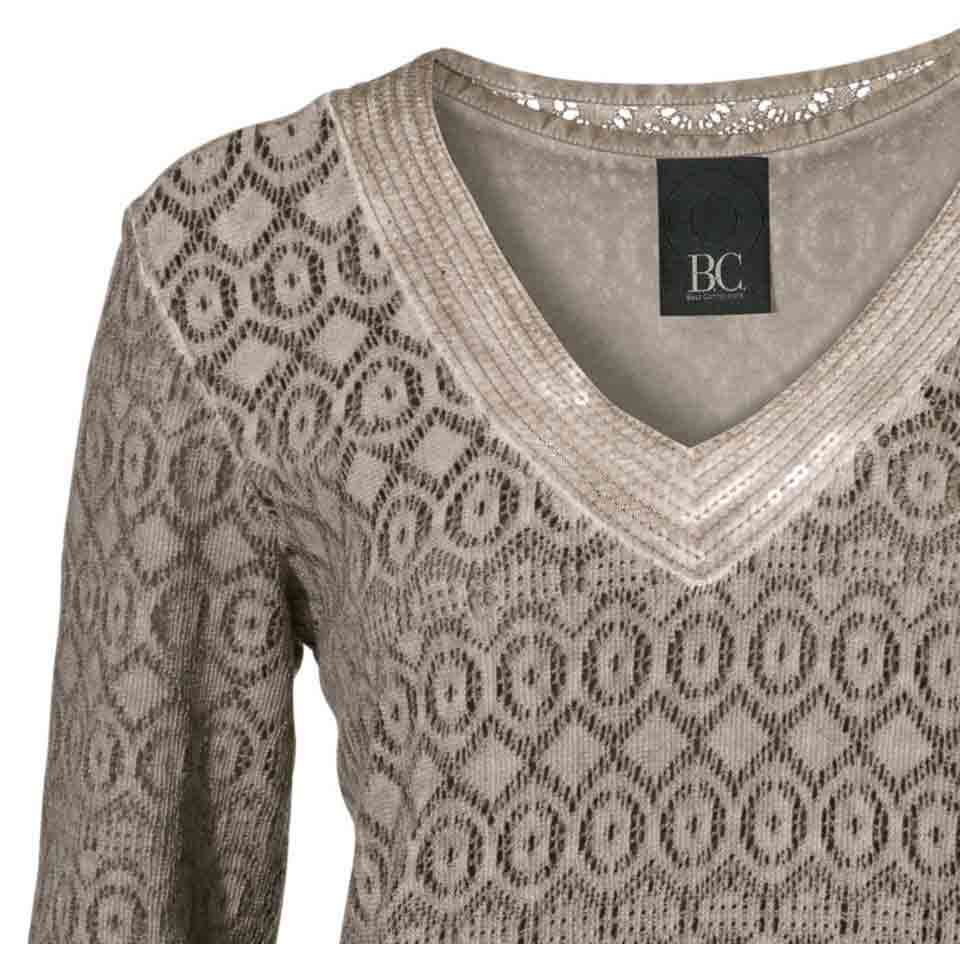 Spitzenkleid m. Pailletten taupe
