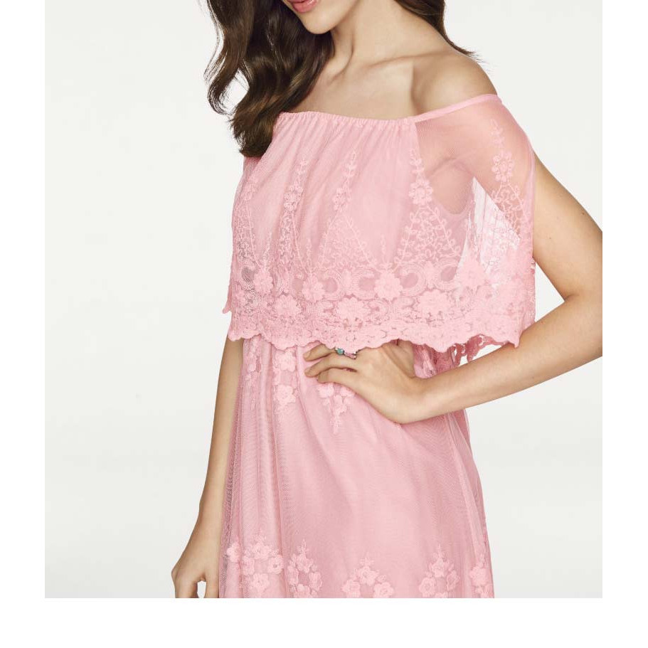 Designer-Spitzenkleid rosé