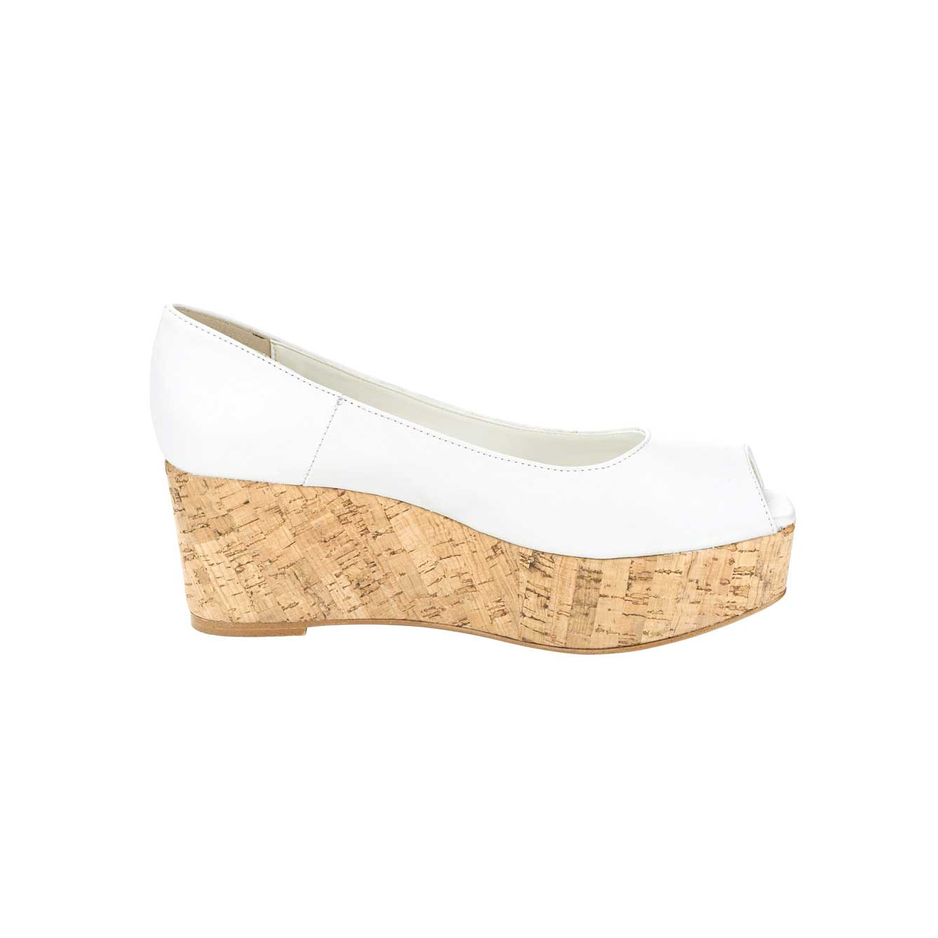 Leather peep toe white