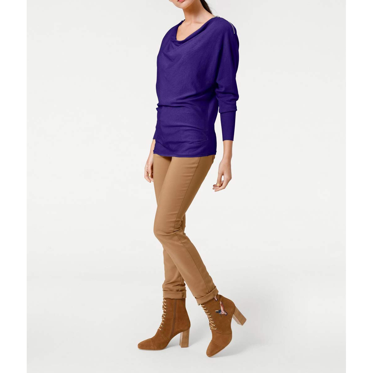 Designer-Reißverschlußpullover lila