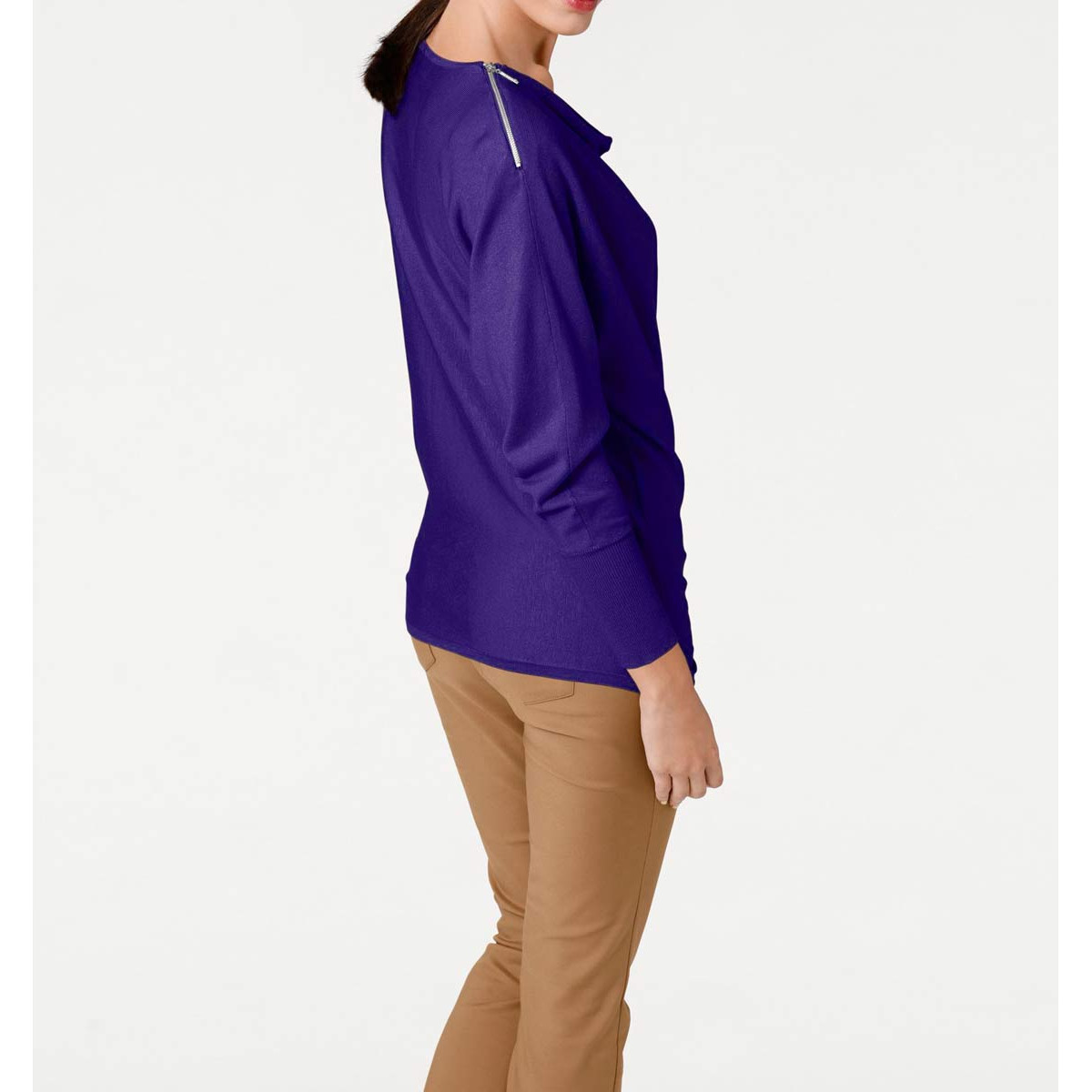 Designer-Reißverschlußpullover lila