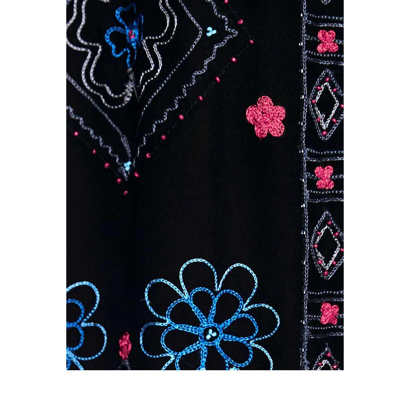 Designer-Stickerei-Tunika schwarz