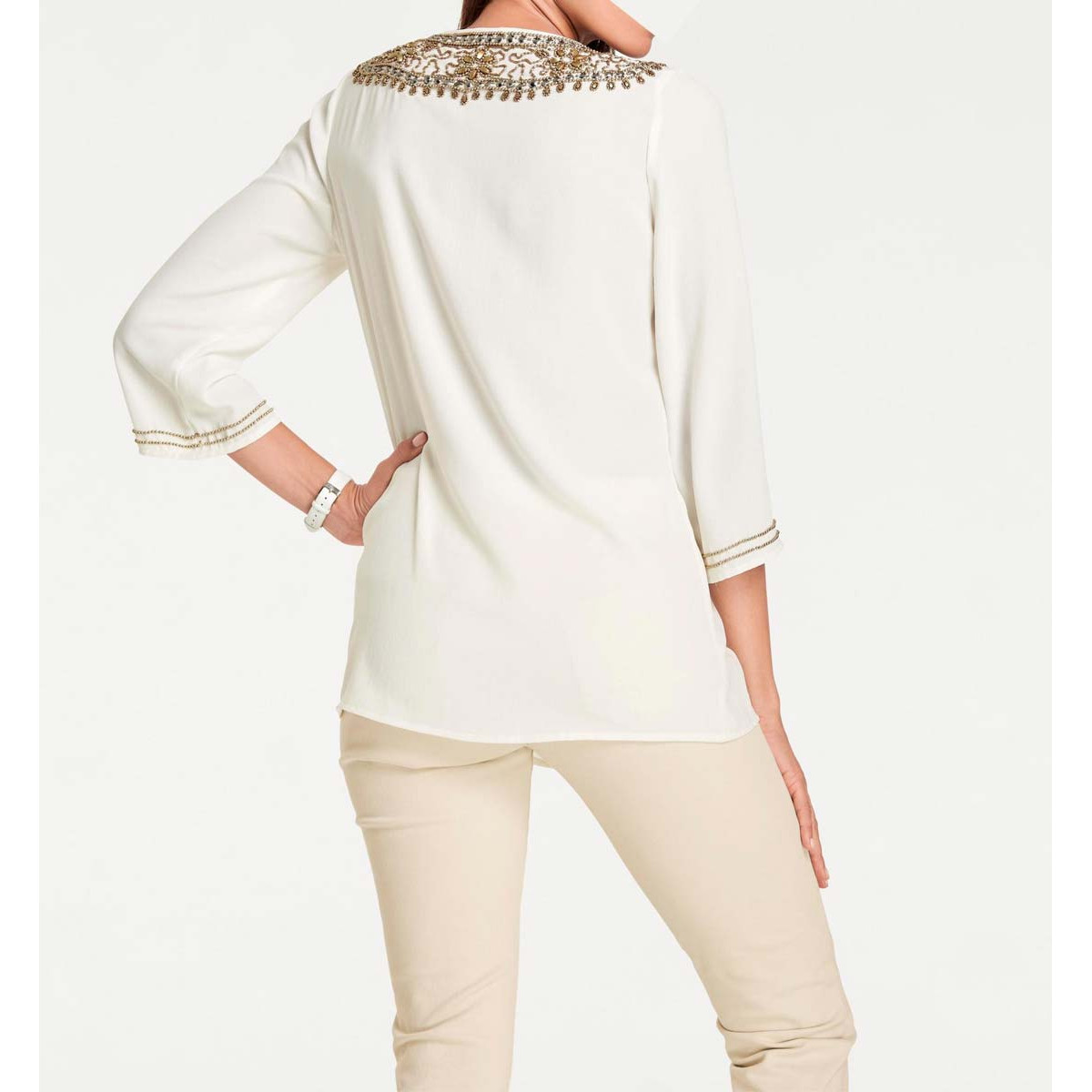 Designer-Georgette-Tunika offwhite