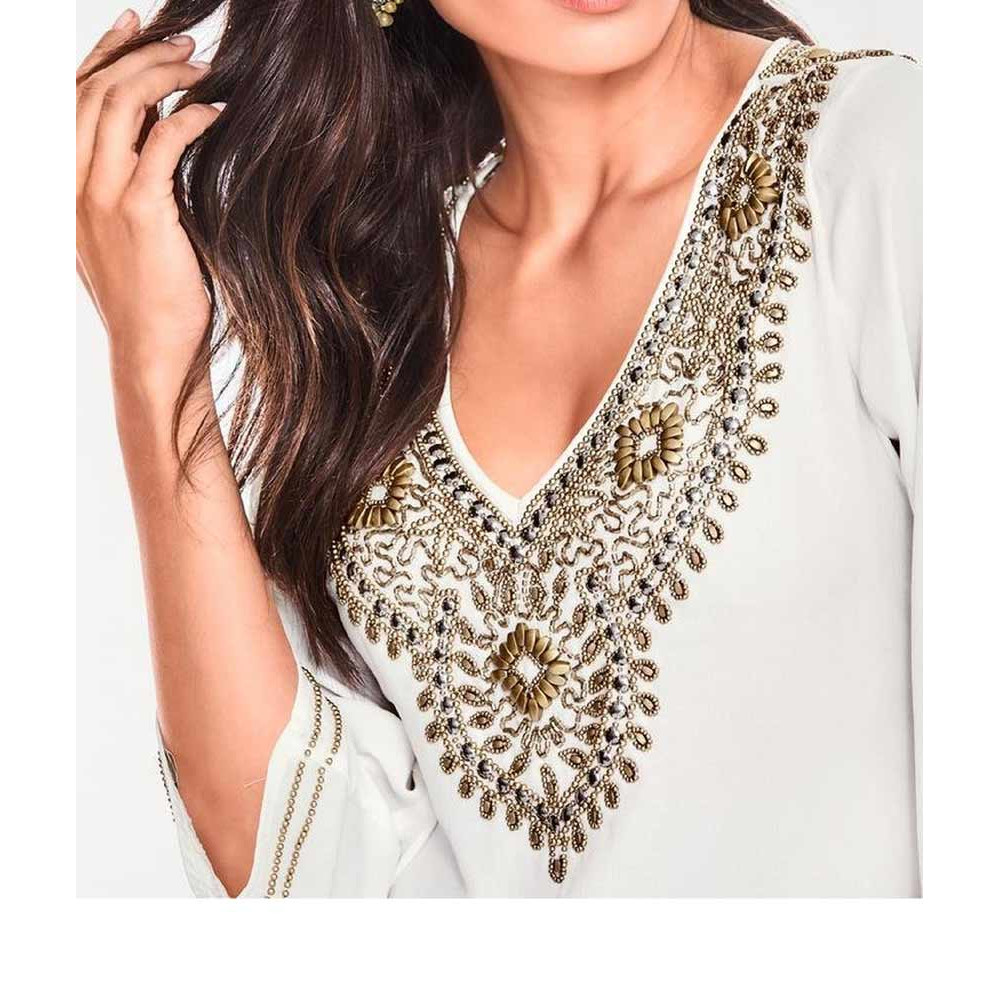 Designer-Georgette-Tunika offwhite