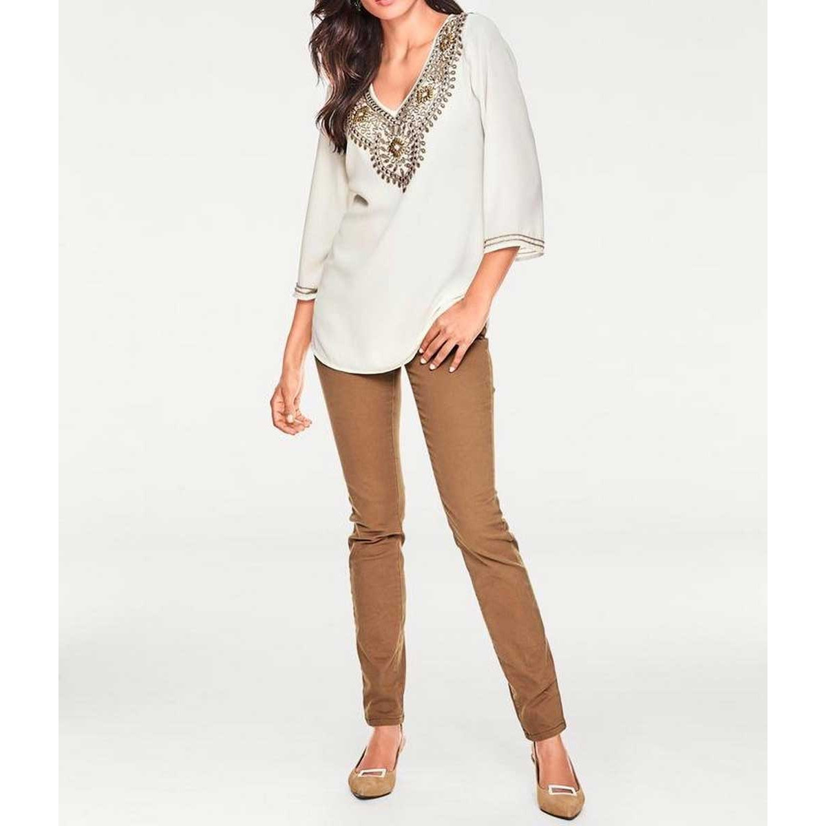 Designer-Georgette-Tunika offwhite