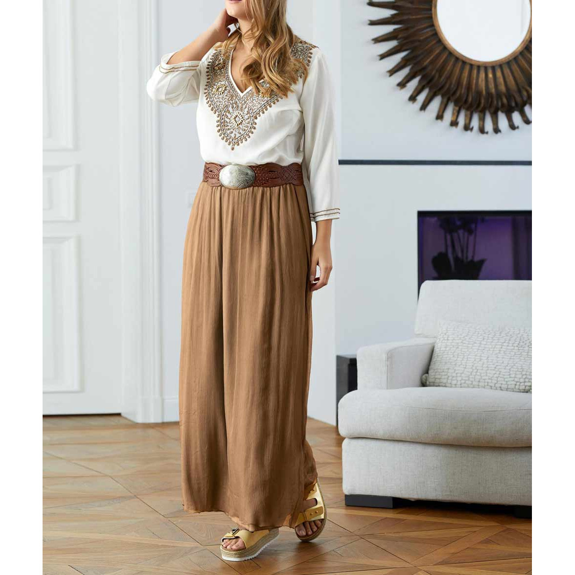 Designer-Georgette-Tunika offwhite