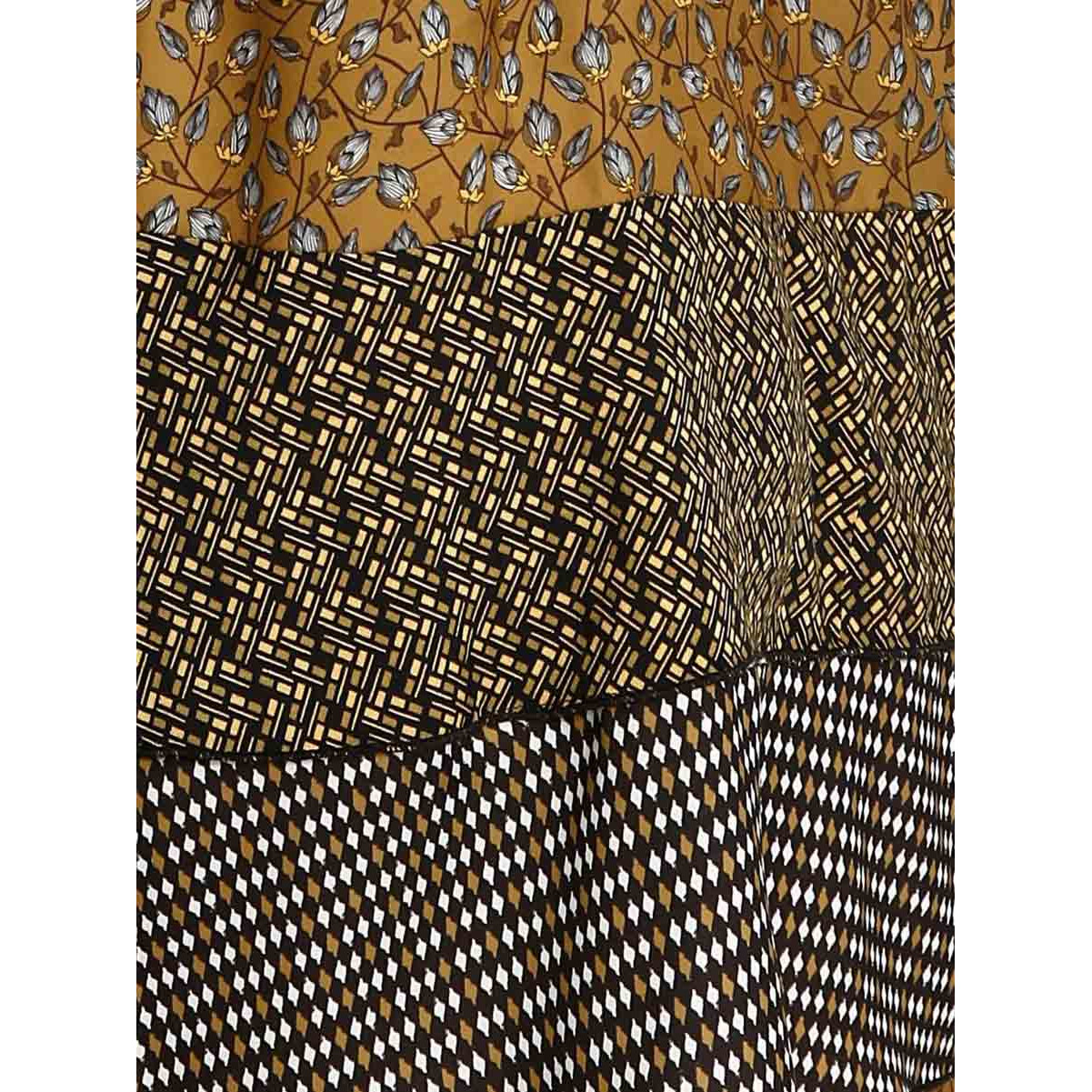 Designer-Druckkleid khaki-schwarz