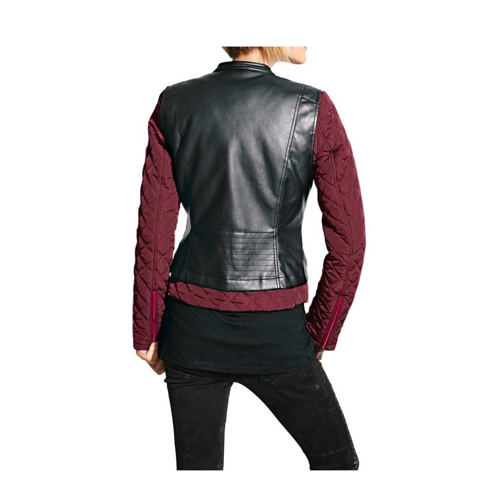 Bikerjacke bordeaux-schwarz