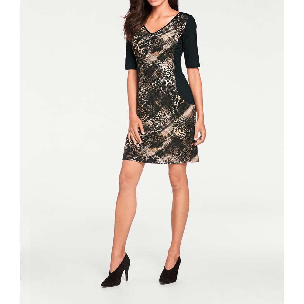 Designer-Kleid schwarz-camel