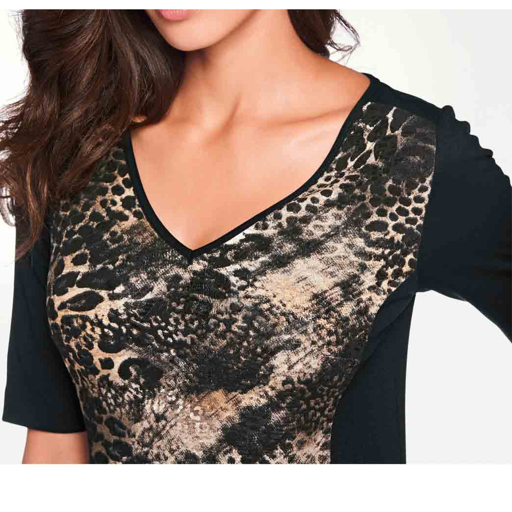 Designer-Kleid schwarz-camel