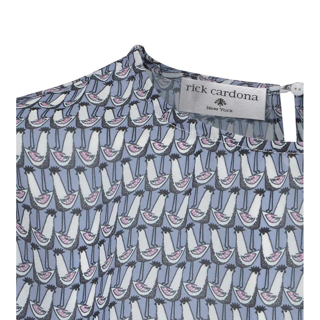 Designer-Druckbluse blau-bunt