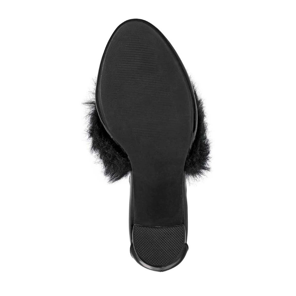 Lackleder-Pumps m. Webpelz schwarz