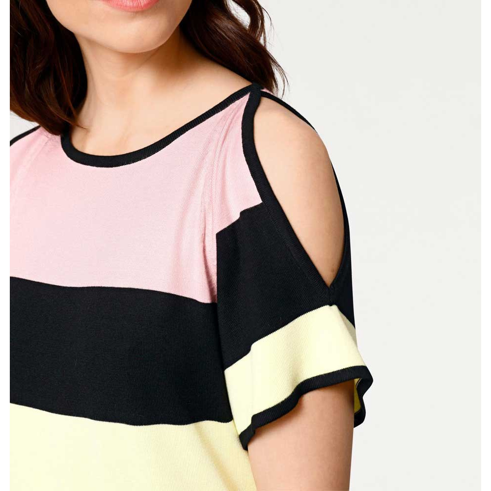Designer-Feinstrickkleid m. Cut-Outs bunt