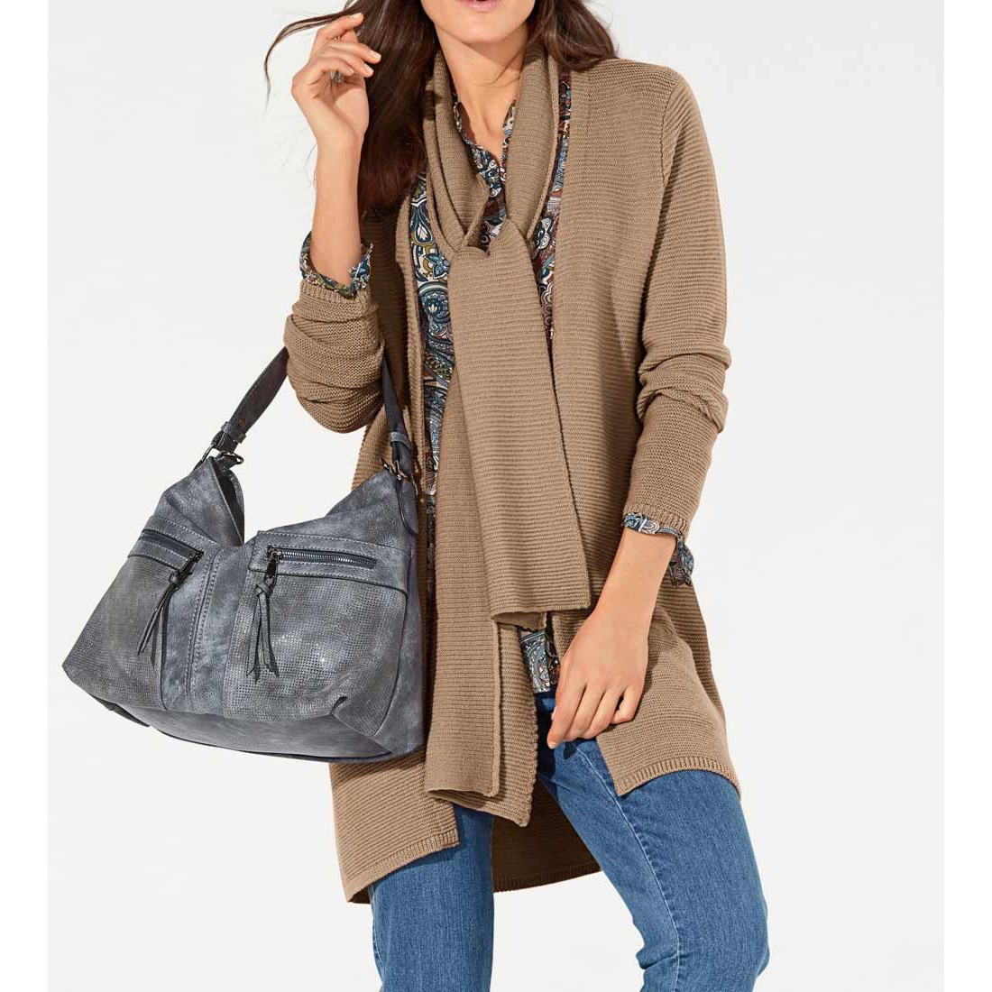 Merino wool cardigan camel