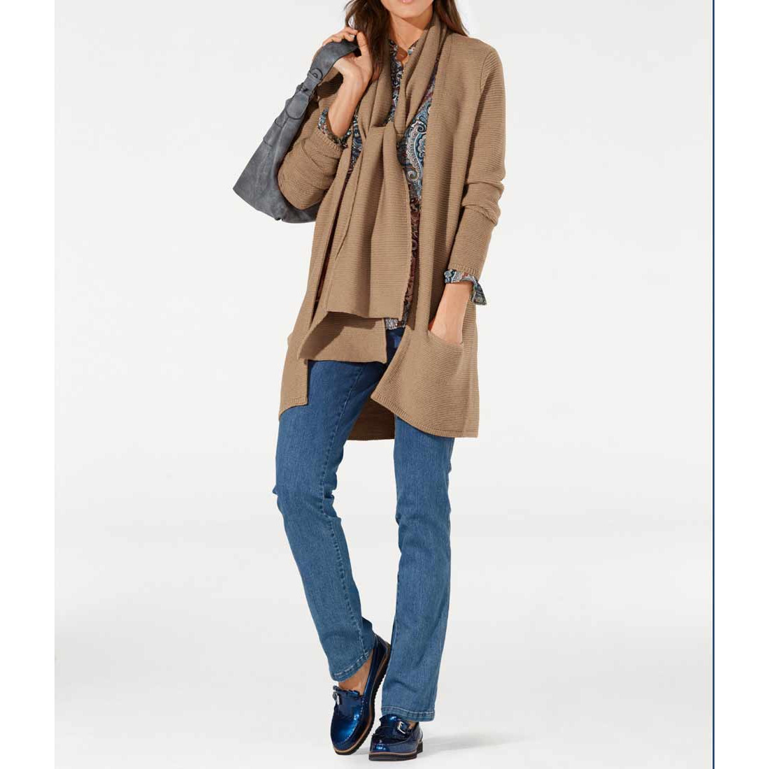 Merino wool cardigan camel