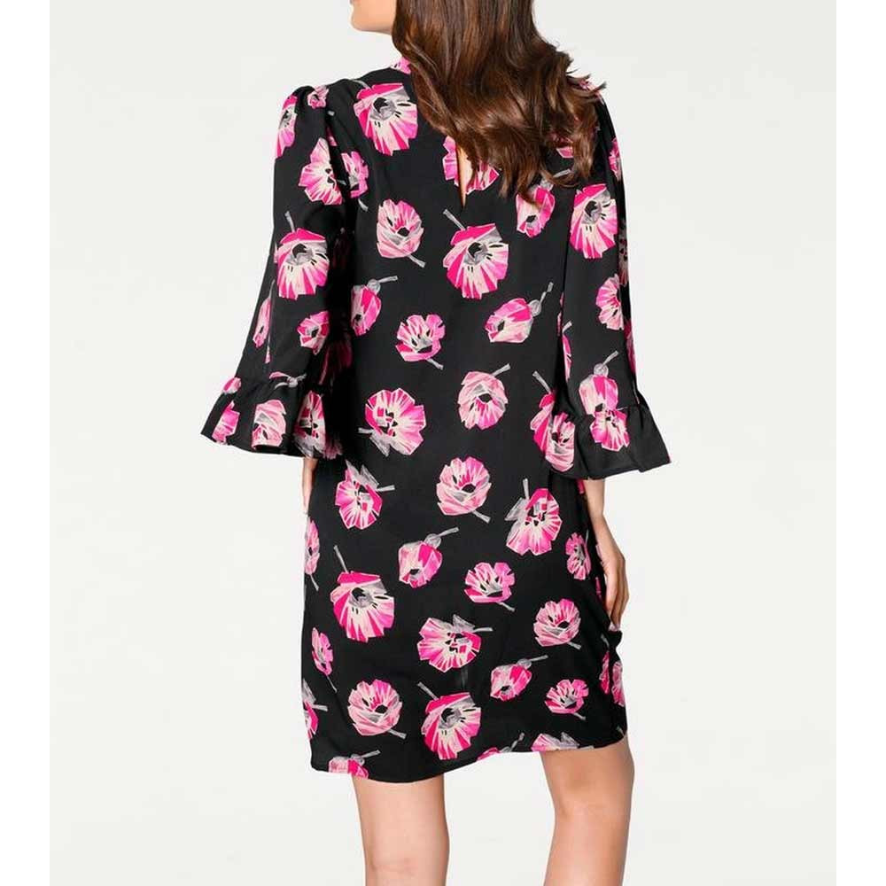 Designer-Druckkleid schwarz-pink
